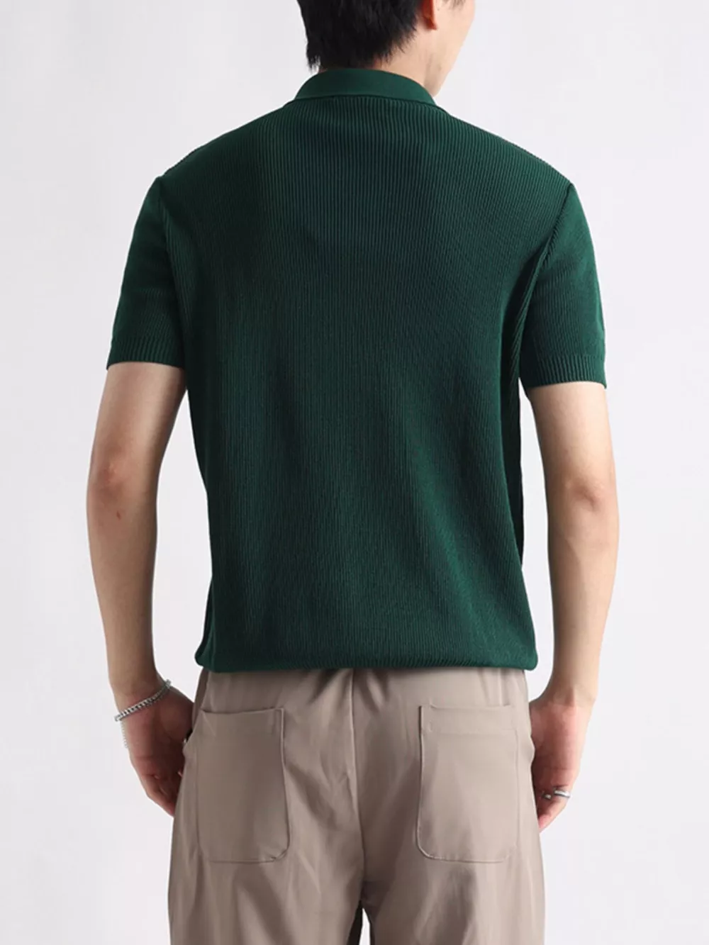 Men's Plus Size Ribbed Knit Slim Fit Polo, image 9