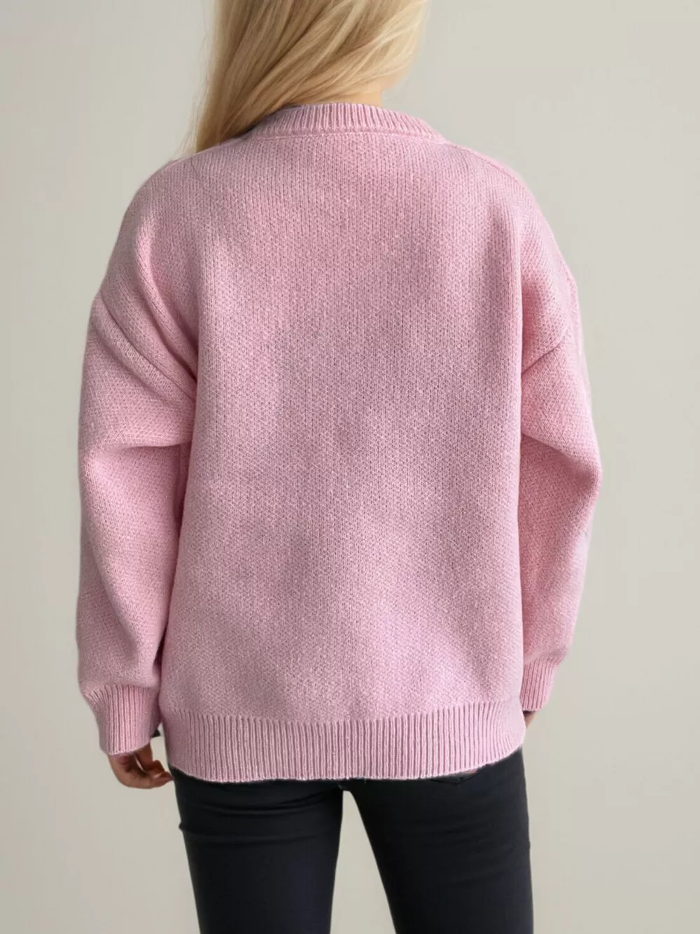 Cherry Pom-Pom Knit Round Neck Sweater, image 3