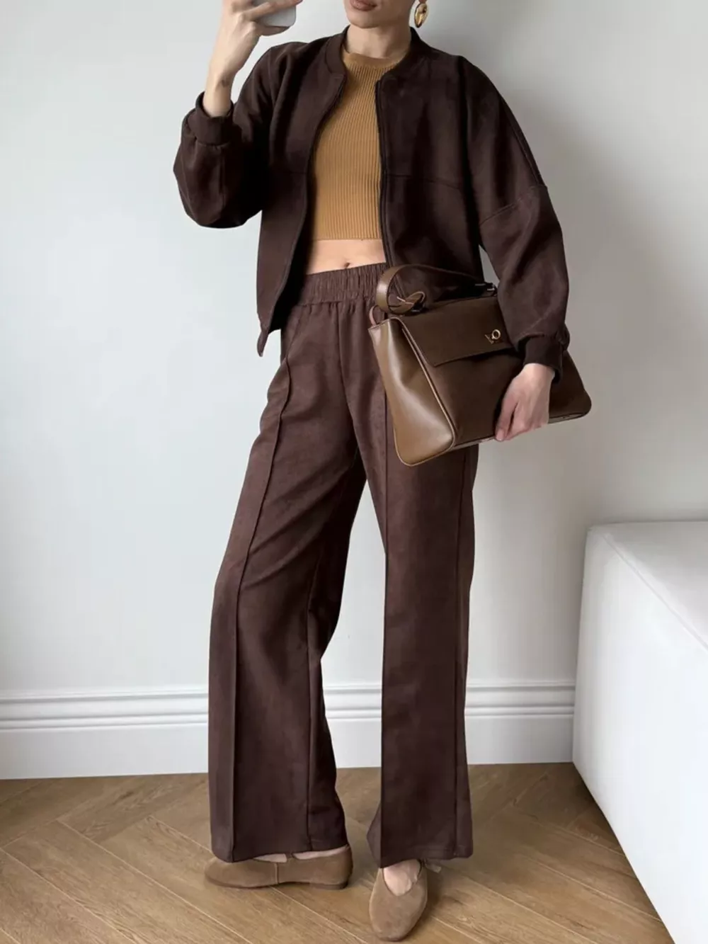 Zip Up Sweatshirt and Wide-Leg Pants Set, image 8