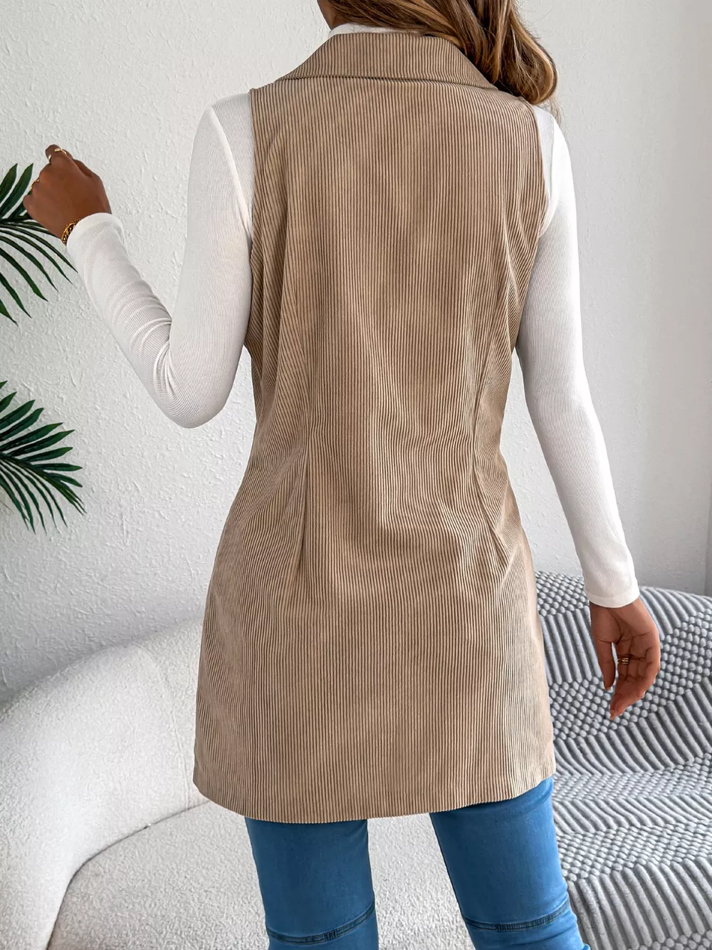 Double-Breasted Long Vest Coat, image 6