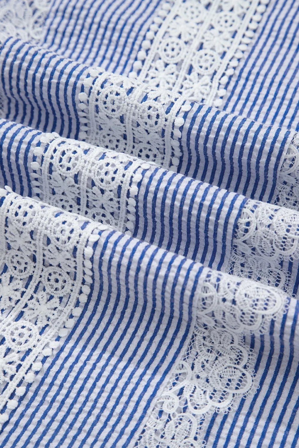 Stripe Lace Patchwork Crew Neck Sleeveless Top, image 3