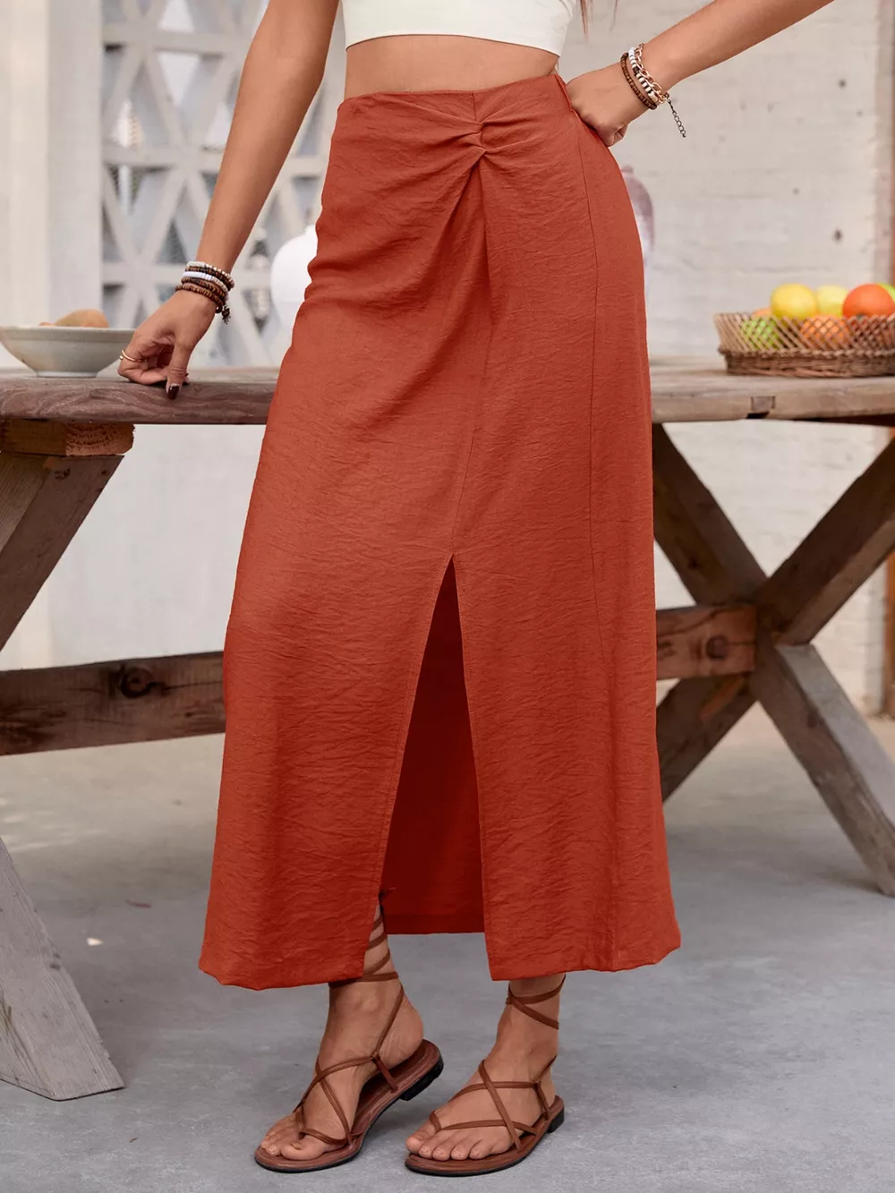Slit Midi Skirt