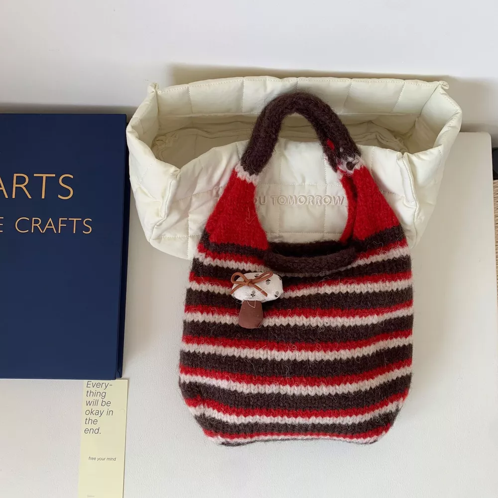 Knitted Striped Handbag, image 7