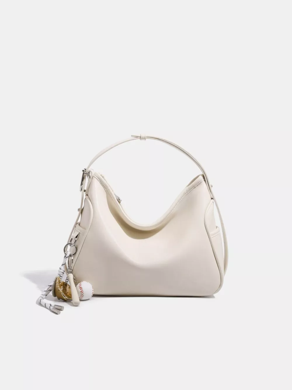 Leather Slouchy Shoulder Bag, image 4