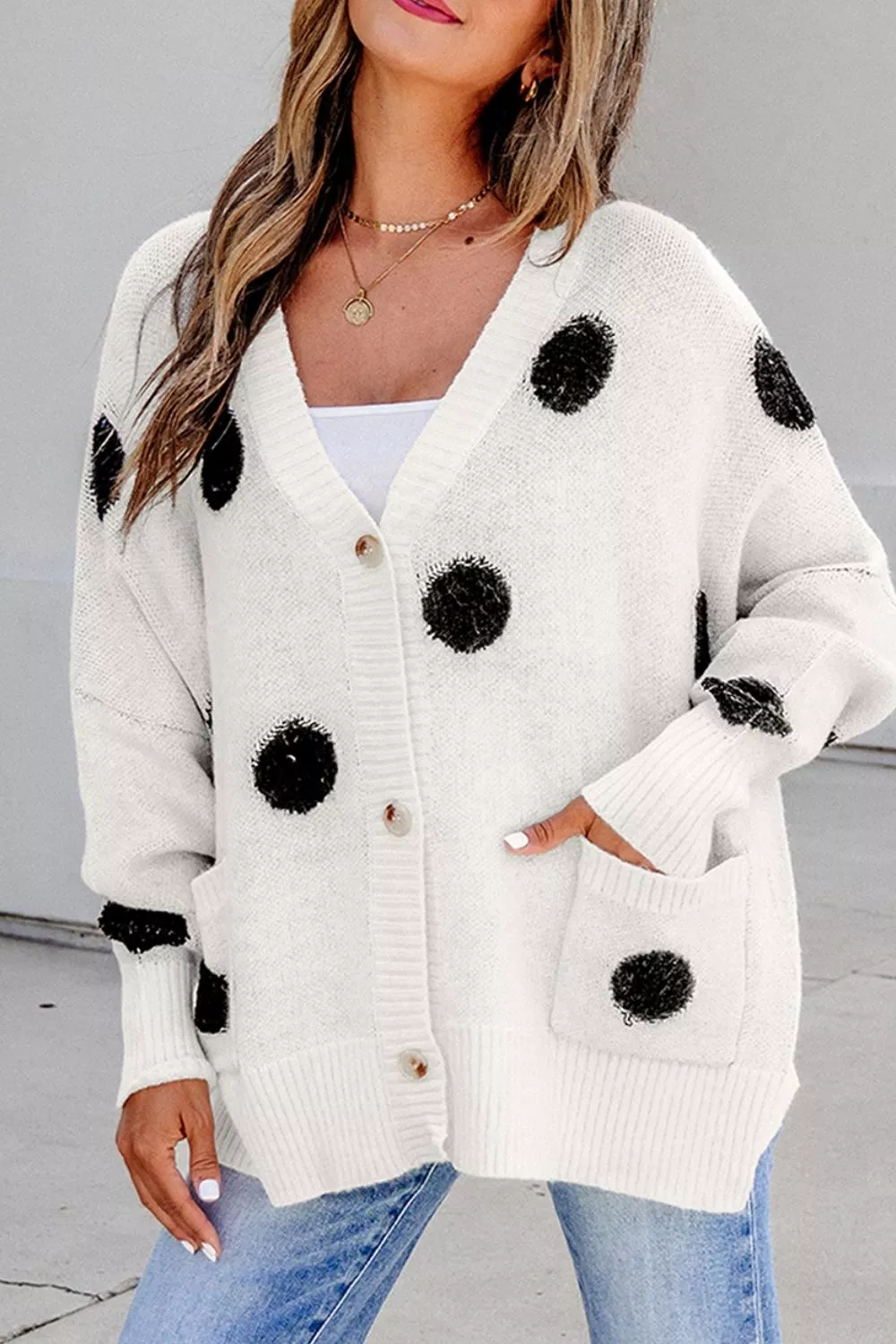 Polka Dot Button Up Cardigan