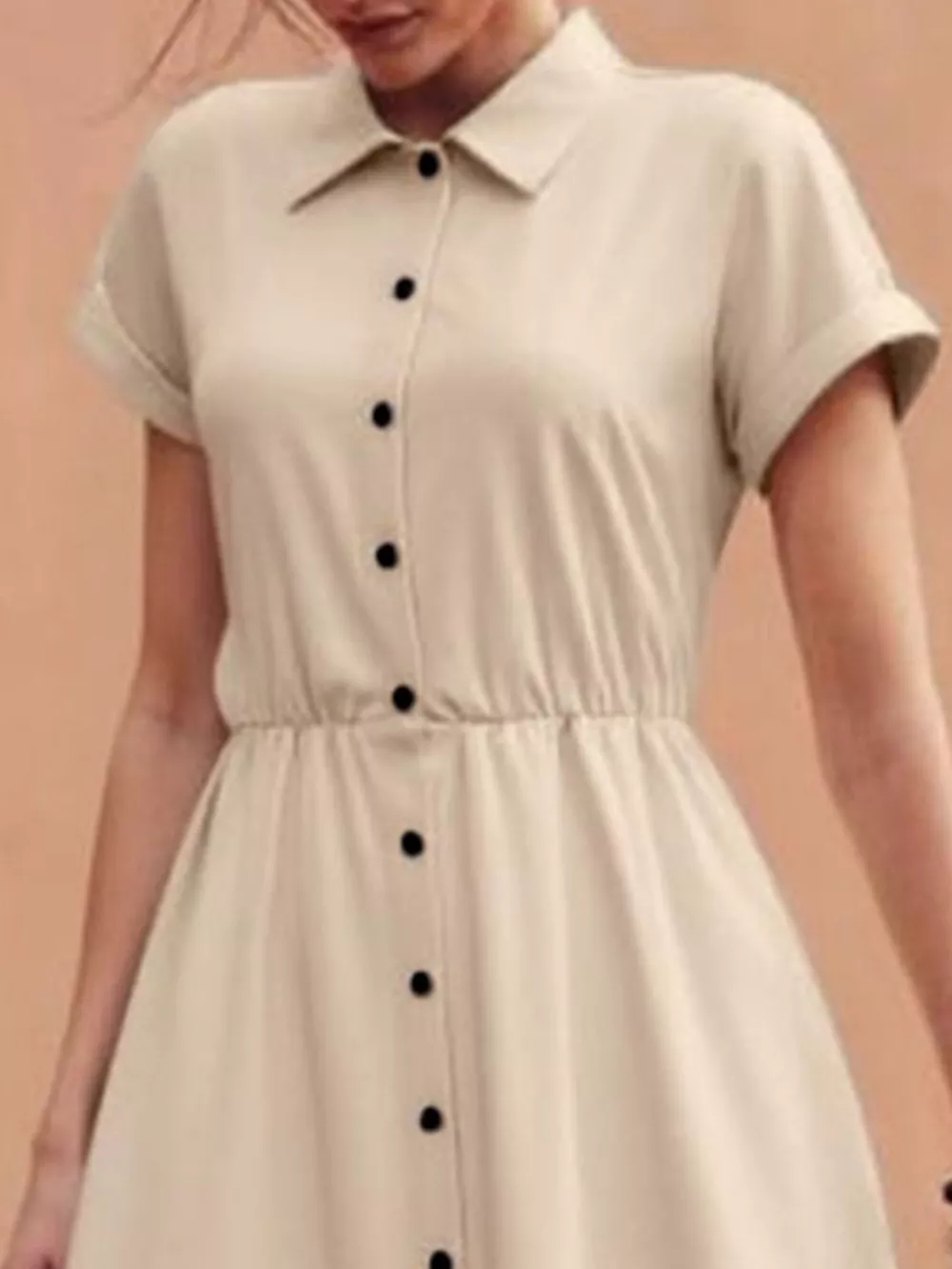 Button-Down Short Sleeve Midi Shirt Dress, image 3