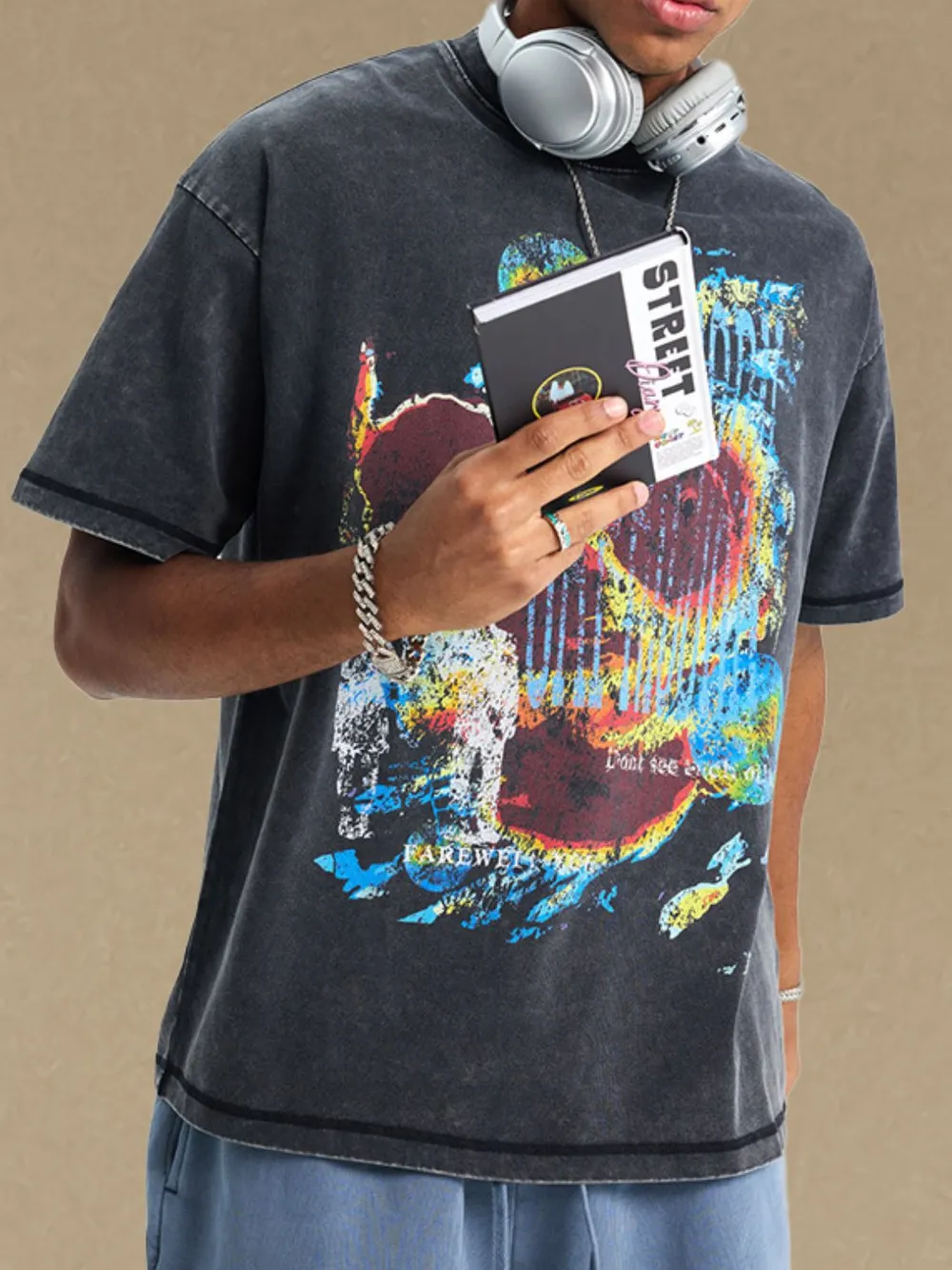 Men's Graphic Round Neck Half Sleeve T-Shirt, image 2