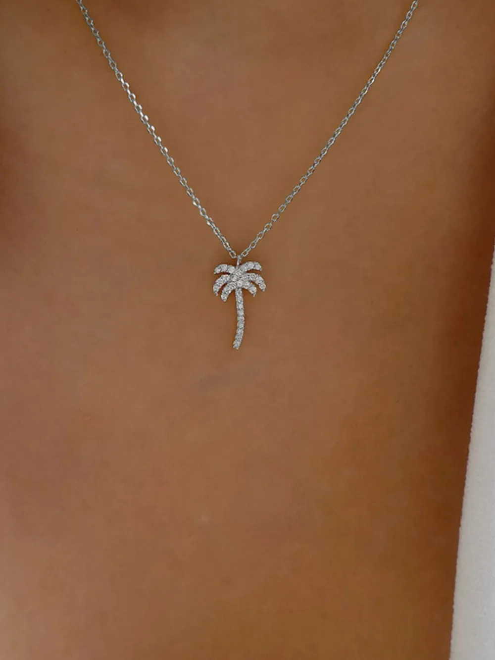 Zircon Palm Tree Pendant Necklace, image 2