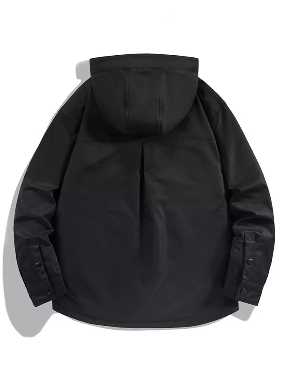 Men's Plus Size Snap Down Long Sleeve Hooded Jacket, image 3