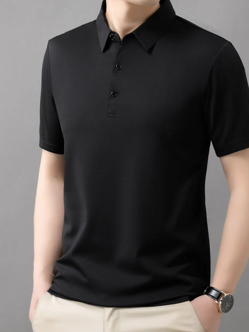 Men's Plus Size Button Detail Short Sleeve Polo
