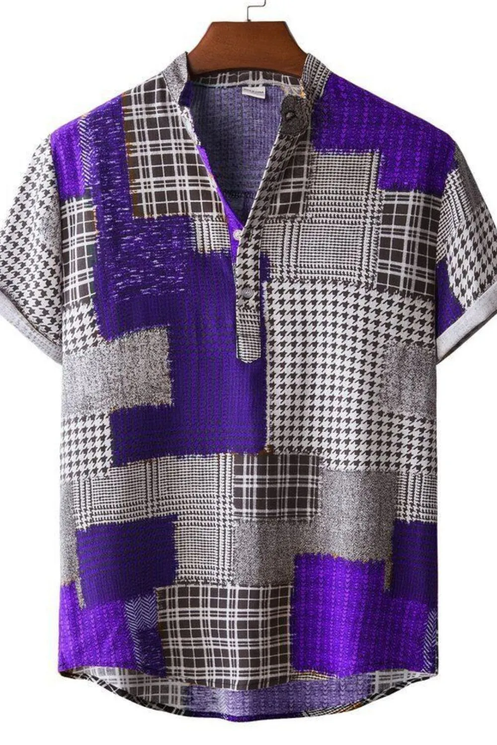 Men's Plus Size Color Block Short Sleeve Shirt