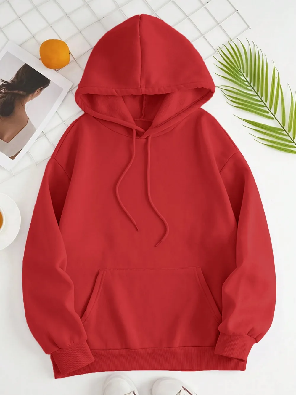 Drawstring Dropped Shoulder Hoodie, image 14