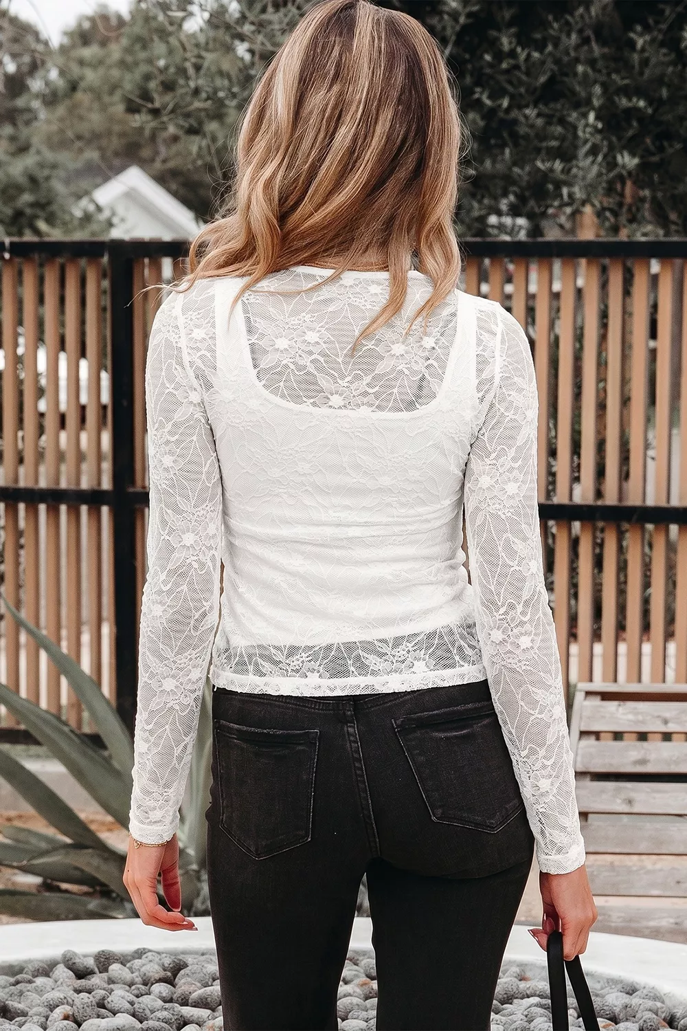 Long Sleeve Sheer Mesh Lace Top, image 3