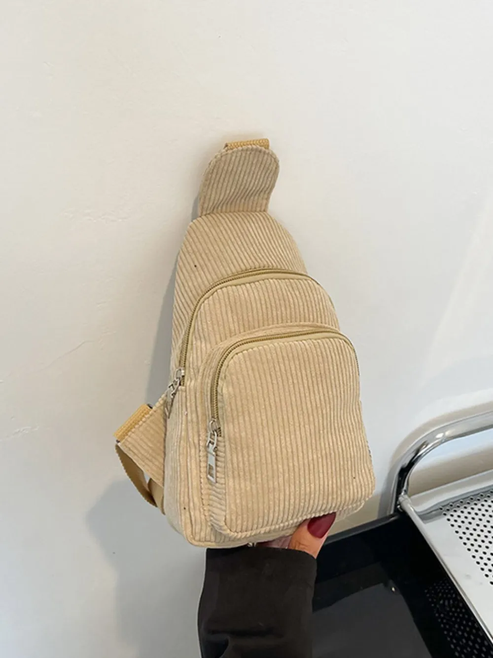 Corduroy Solid Color Crossbody Bag, image 11