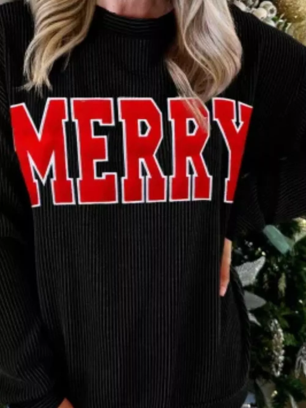 MERRY Round Neck Christmas Sweatshirt, image 3