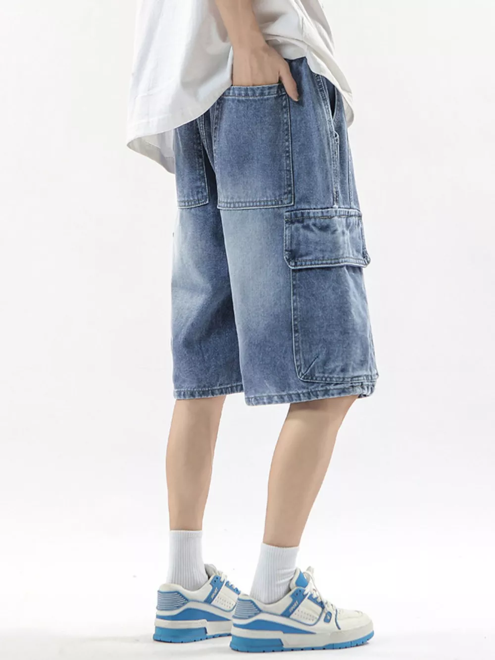 Men's Full Size Wash Drawstring Cargo Shorts Plus Size, image 4