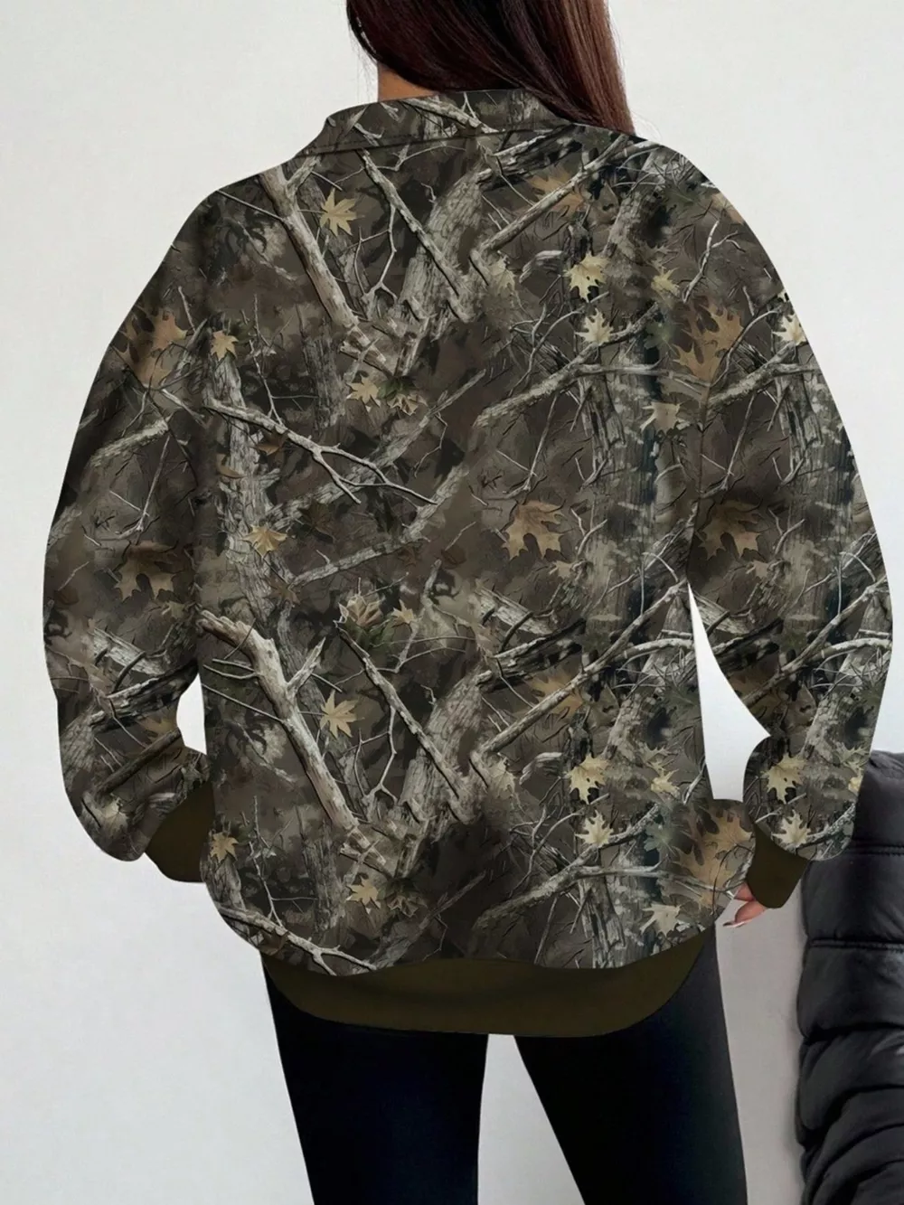 Quarter-Zip Printed Sweatshirt with Ribbed Cuffs, image 10