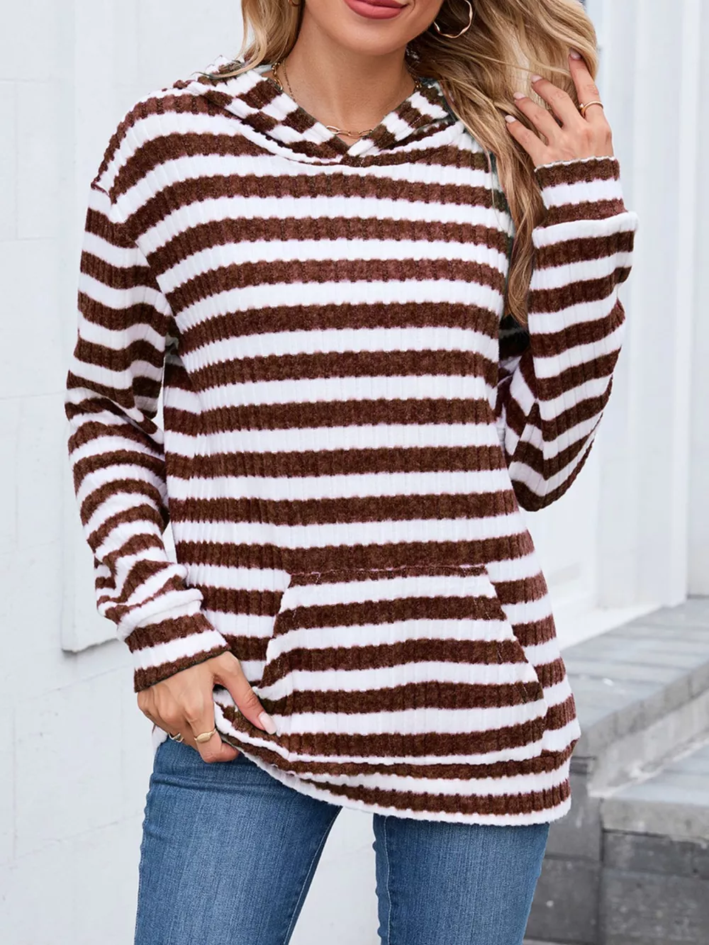 Striped Dropped Shoulder Hoodie, image 21
