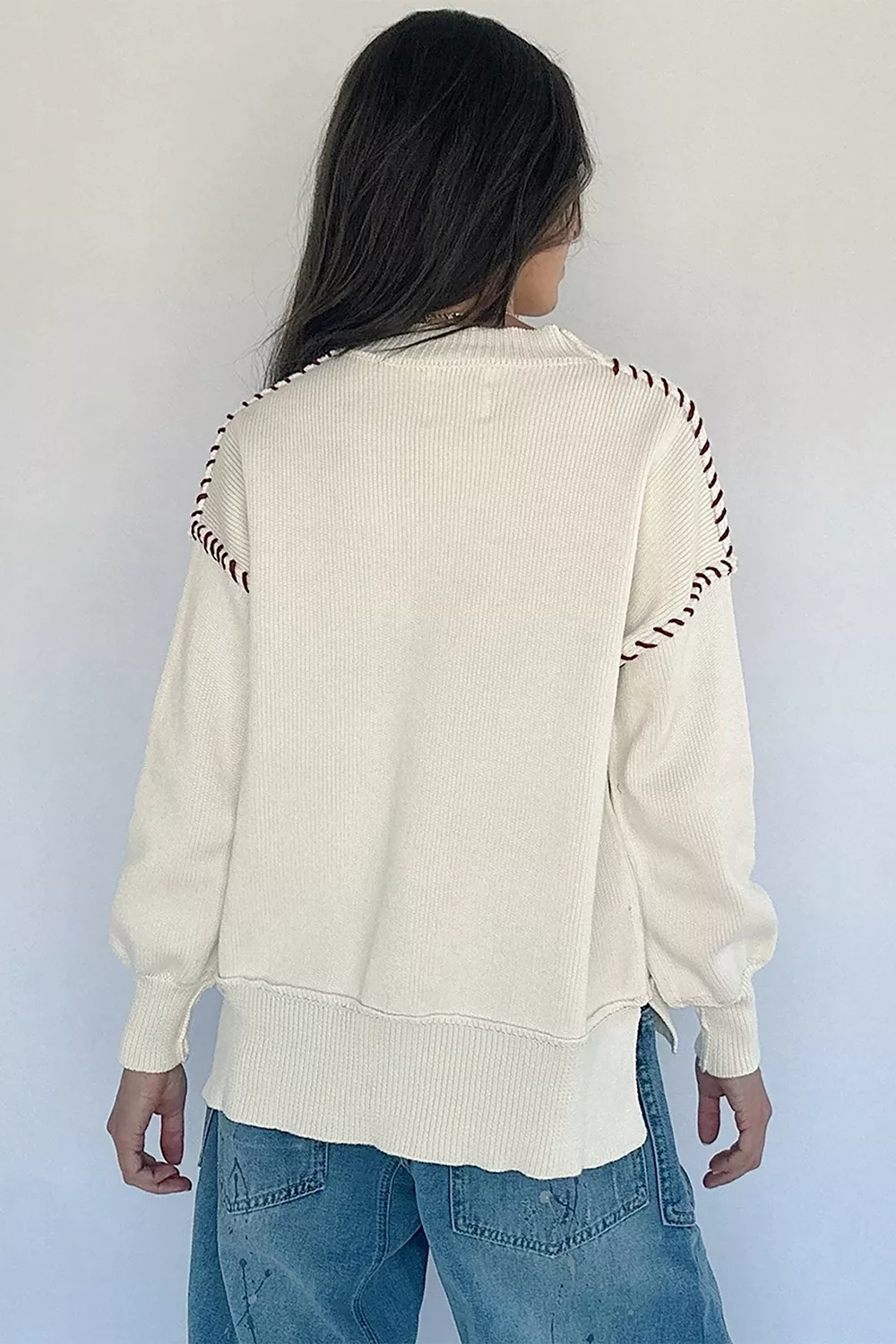 Drop Shoulder Game Day Letter Sweater, image 4