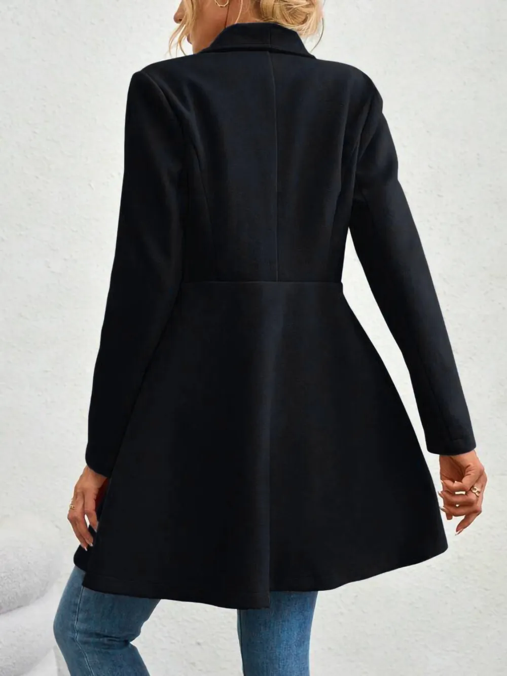 Collared Neck Button Up Long Sleeve Coat, image 9