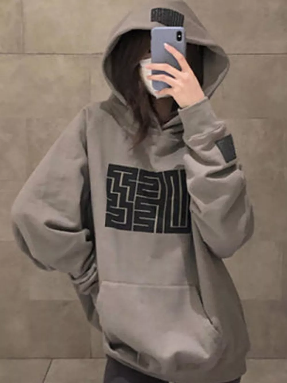 Maze Pattern Oversized Hoodie