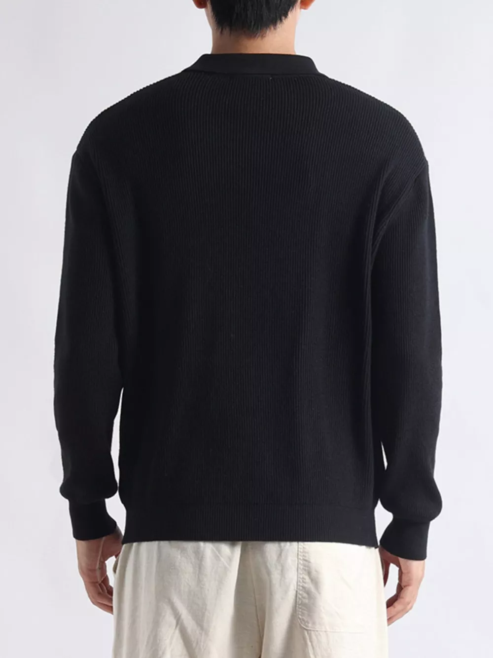 Men's Plus Size Ribbed Knit Polo Collar Sweater, image 5