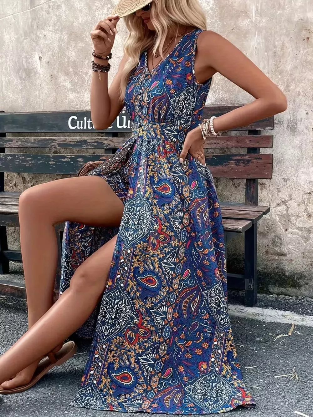 Paisley Print Sleeveless Romper, image 10