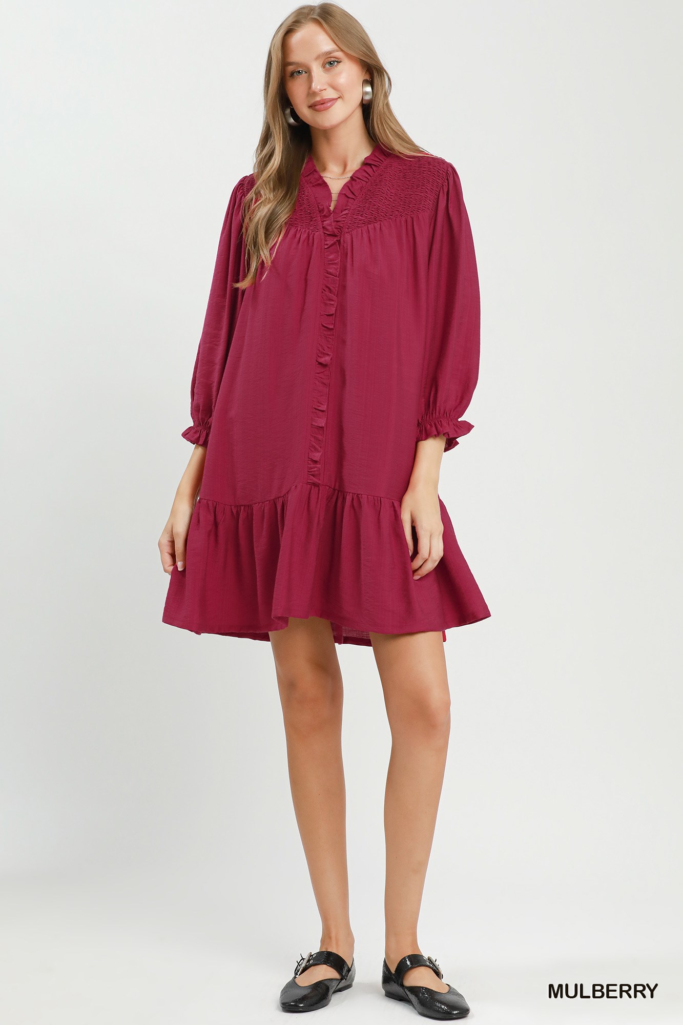 Smocked Ruffle Detail Tiered Mini Dress, image 4