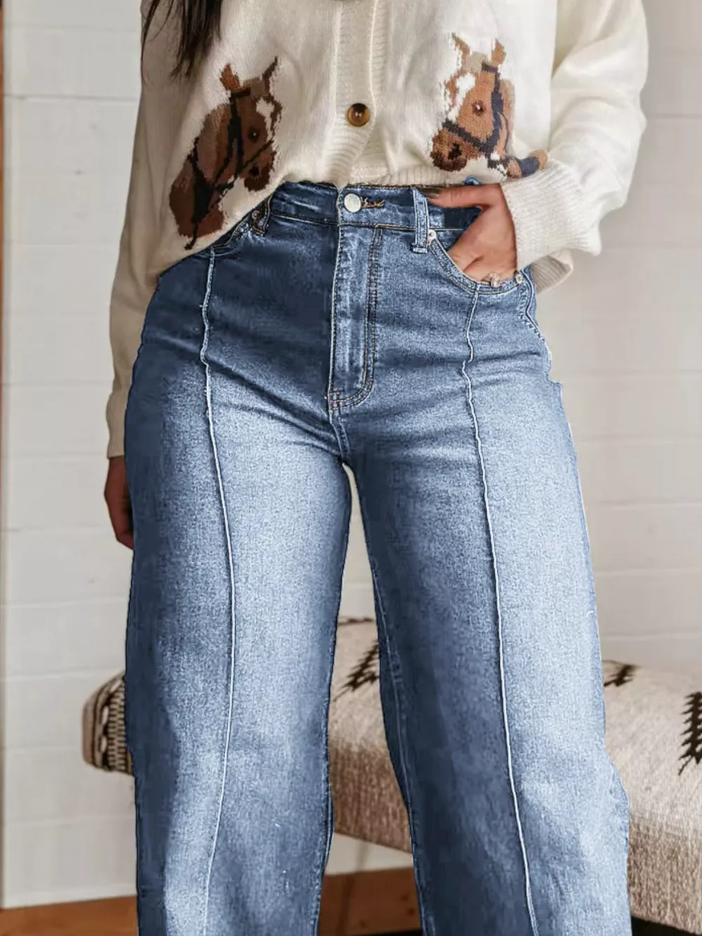 High-Waisted Wide Leg Jeans, image 3