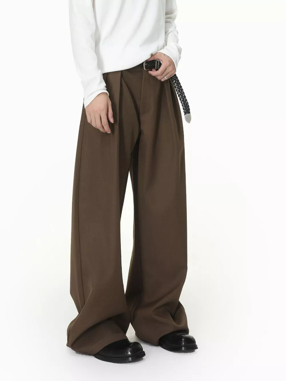 Men's High-Waisted Wide-Leg Pleated Pants, image 7