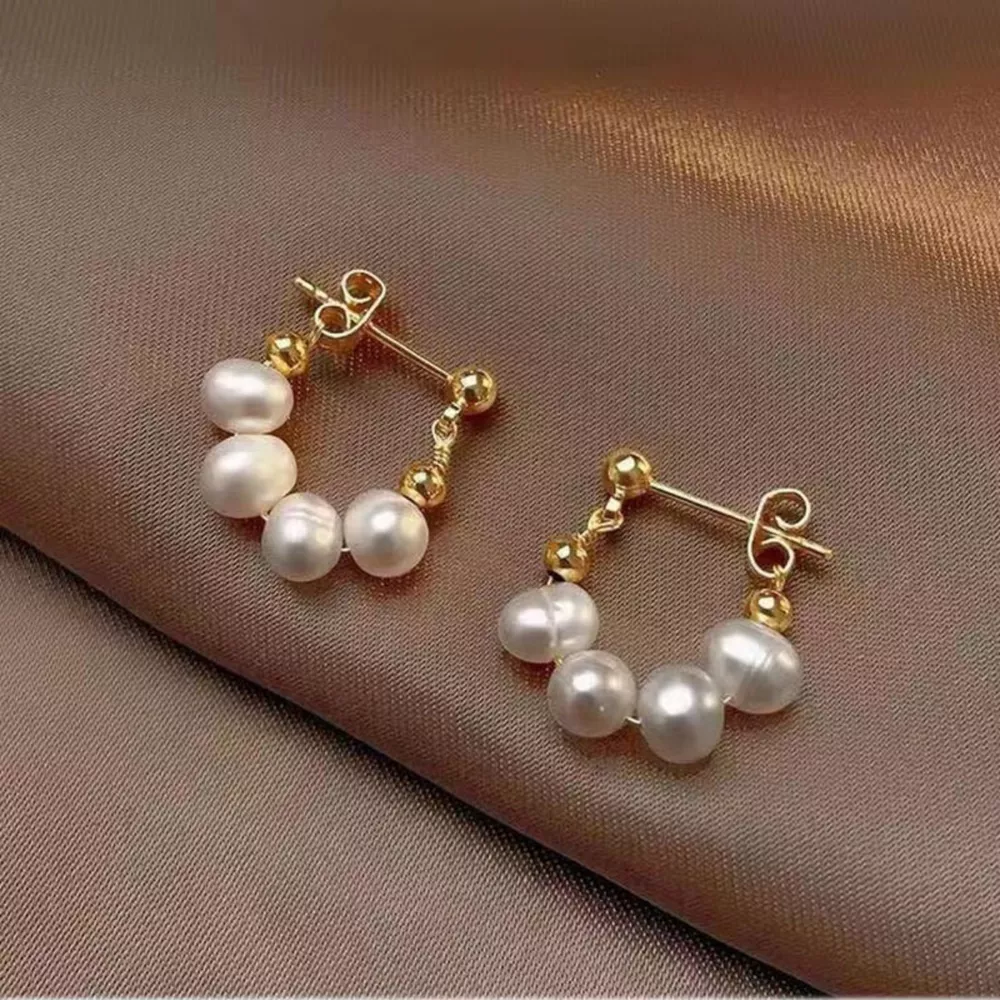 Freshwater Pearl Hoop Earrings, image 5