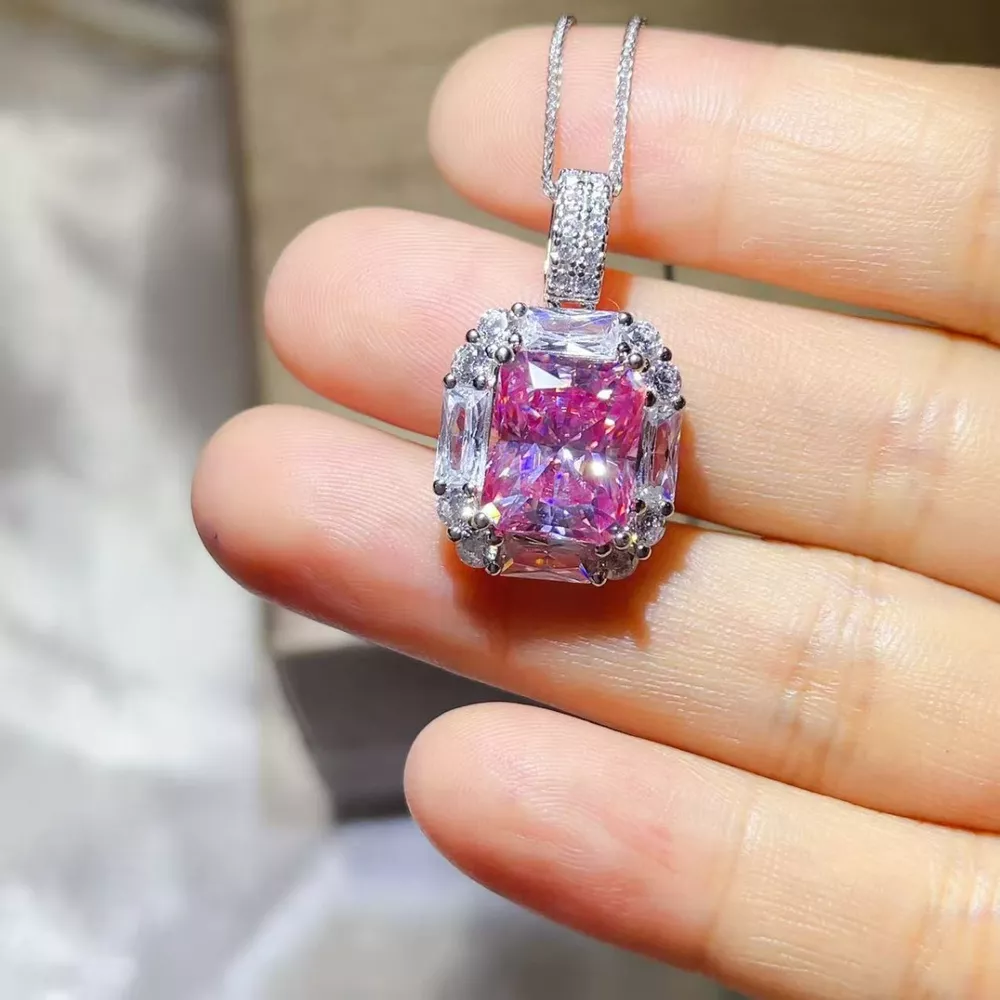 5 Carat Moissanite 925 Sterling Silver Pendant Necklace, image 6