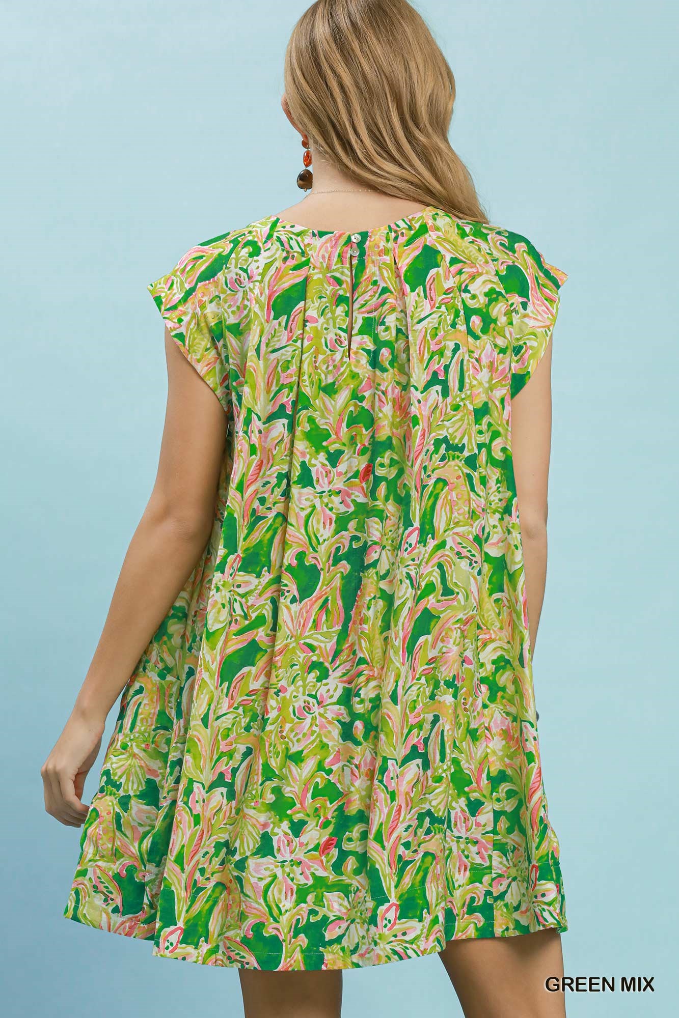 Tropical Floral Flutter Sleeve Swing Dress, image 3