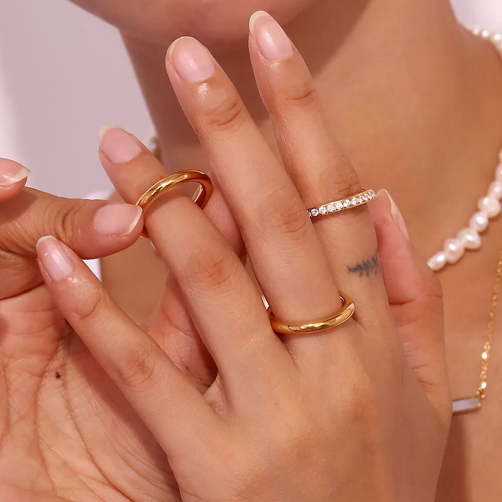 Stainless Steel Zircon Ring 3 Piece Set, image 3