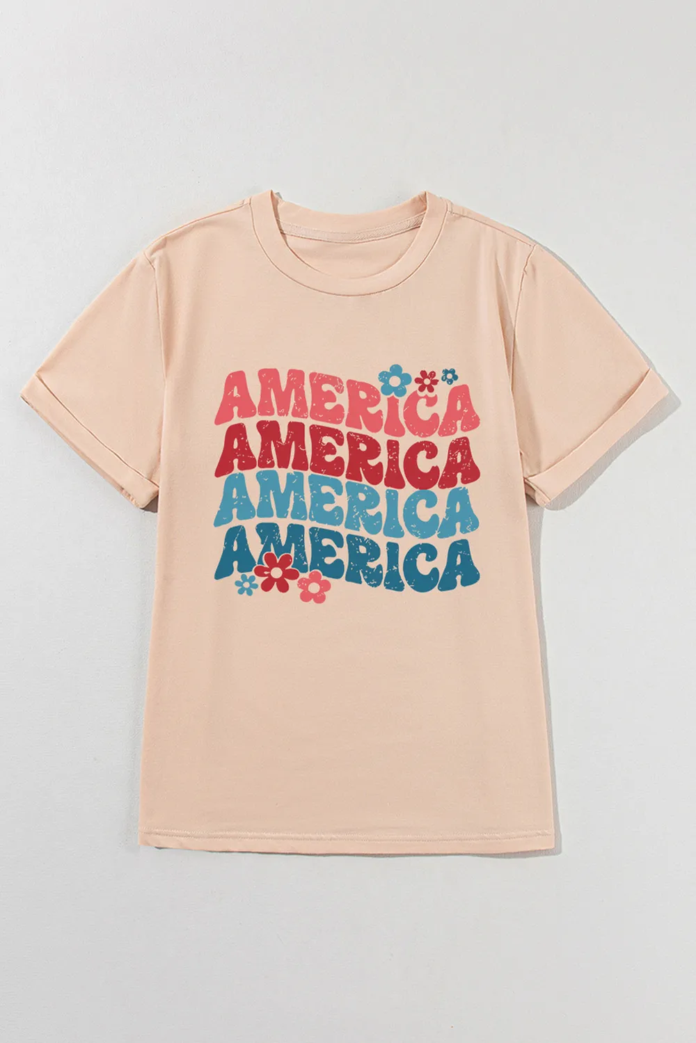 AMERICA Round Neck Short Sleeve T-Shirt, image 2
