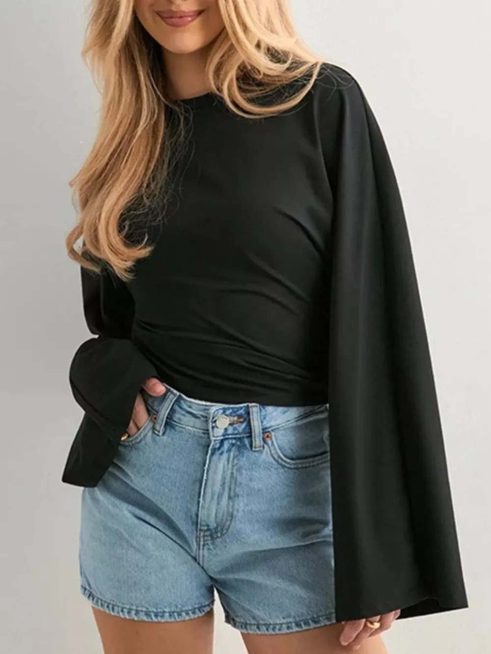 Full Size Solid Color Long Sleeve T-Shirt Plus Size