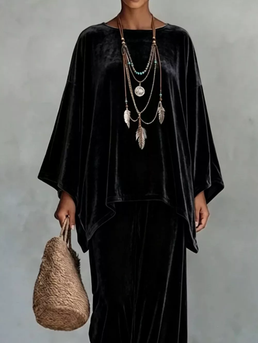 Full Size Asymmetrical Top and Wide Leg Pants Set Plus Size, image 6