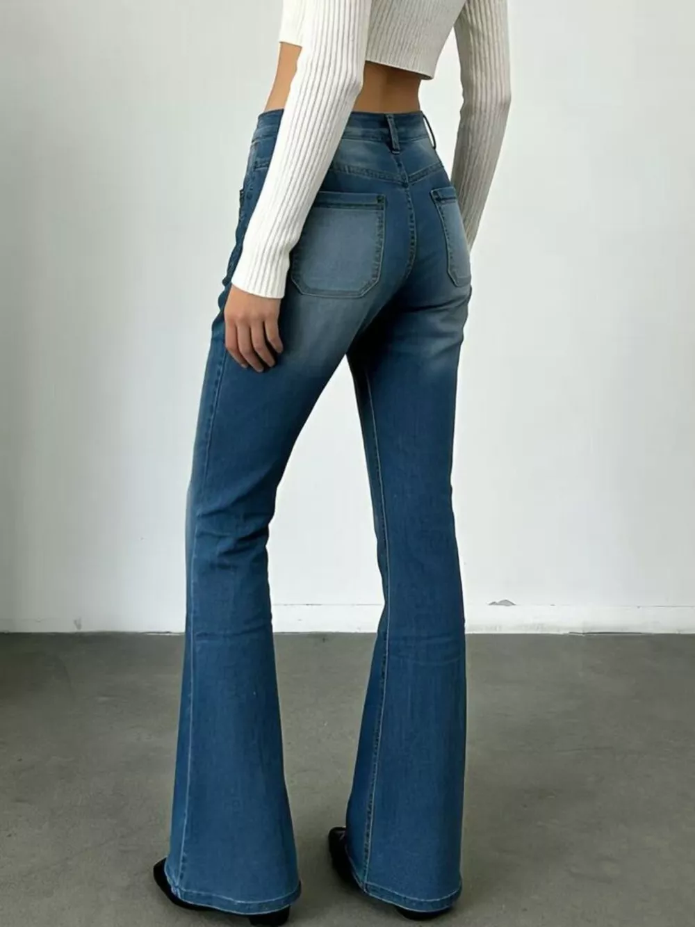 Full Size High-Waisted Button-Fly Flare Jeans Plus Size, image 10