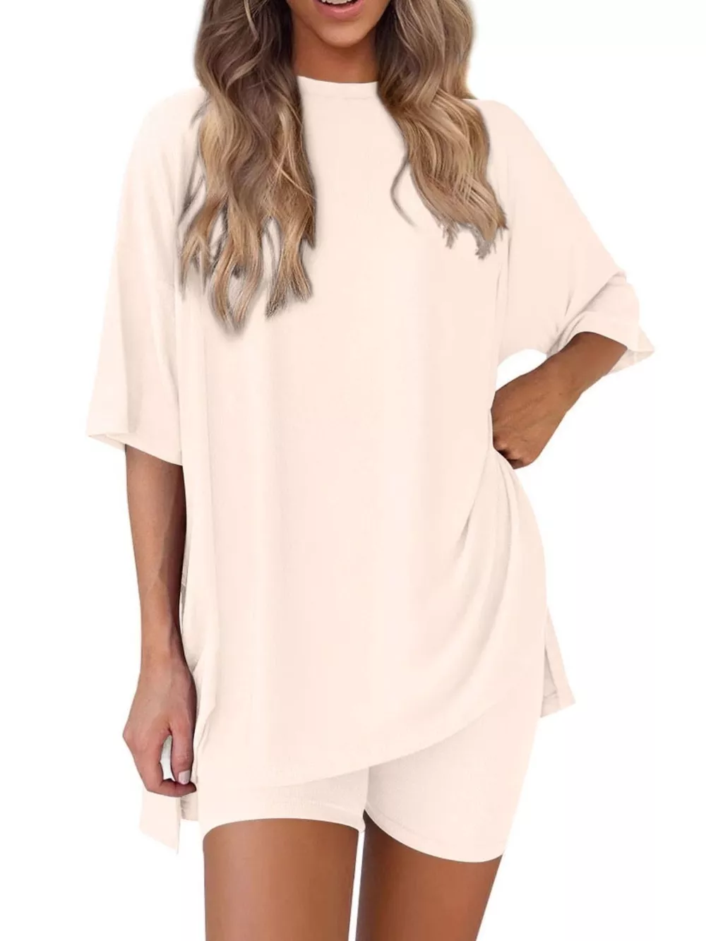 Full Size Relaxed Fit Round Neck Top and Shorts Two-Piece Set Plus Size, image 7