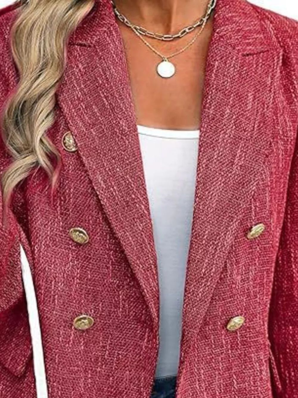 Double-Breasted Lapel Collar Blazer, image 8