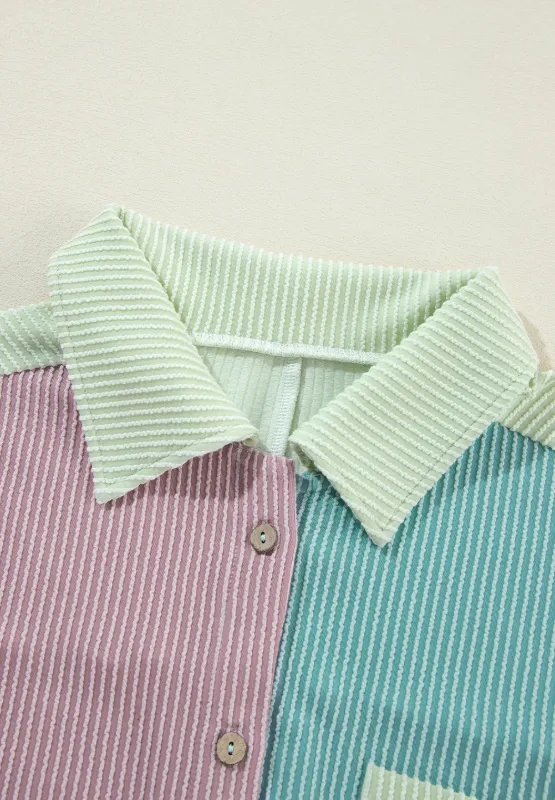 Color Block Corded Button Up Shacket, image 4