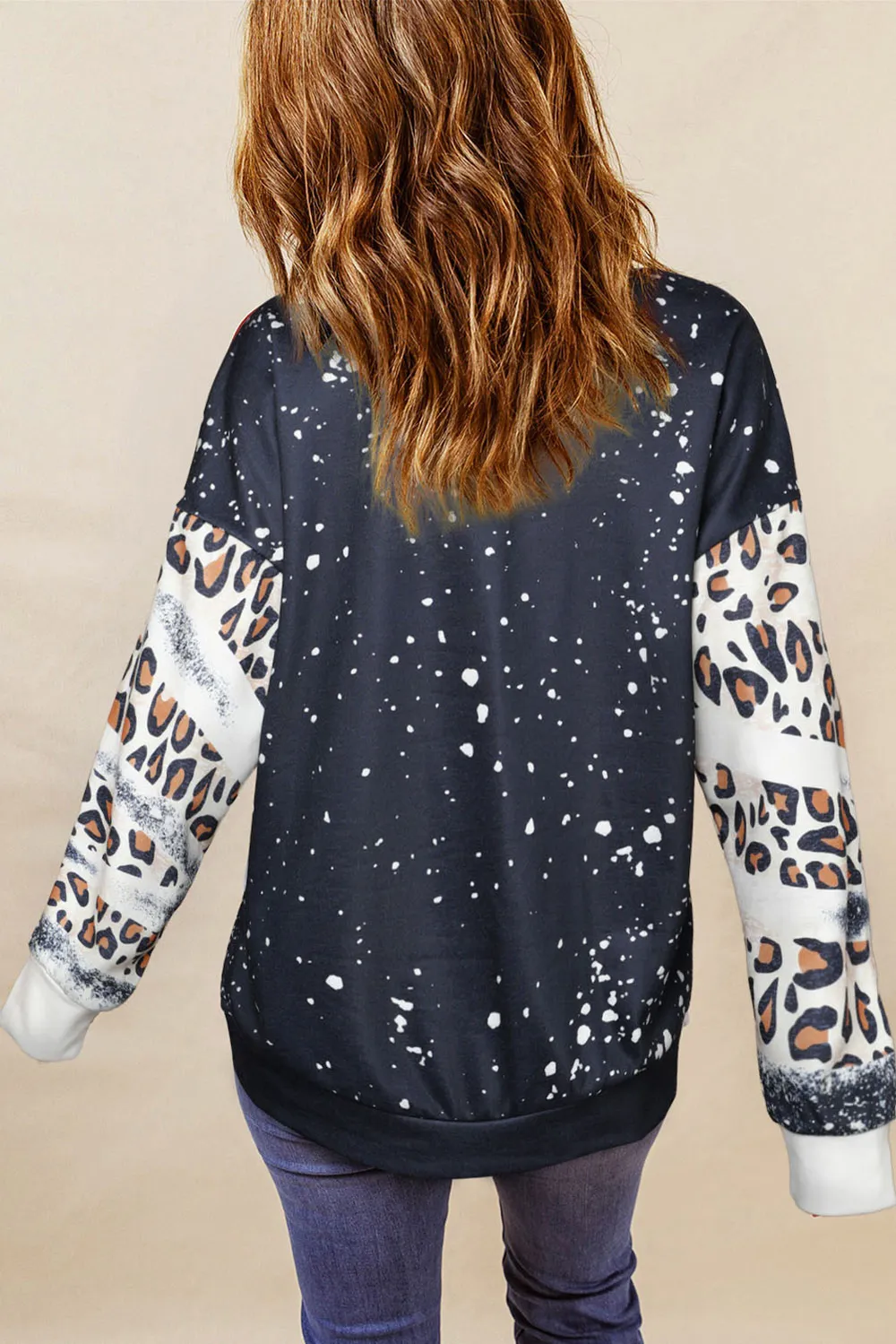 Leopard Round Neck Long Sleeve Sweatshirt, image 2