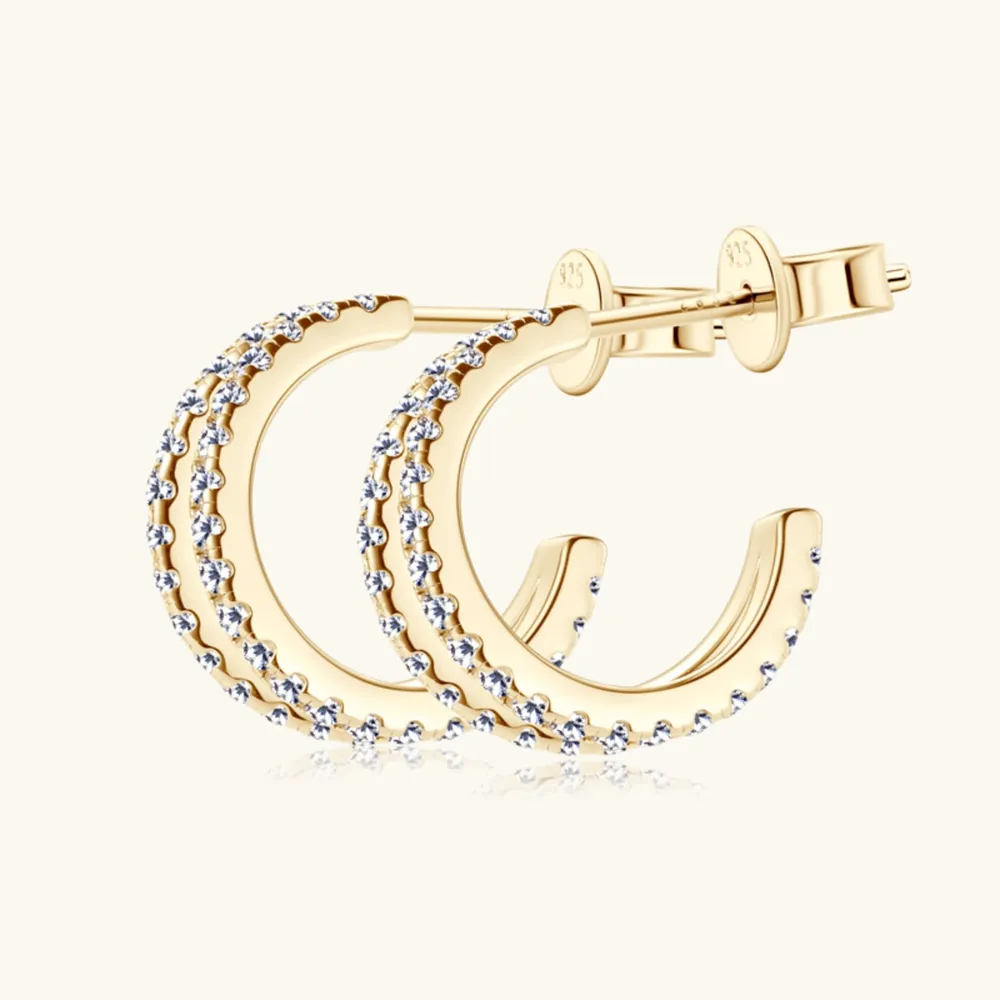Moissanite 925 Sterling Silver C-Hoop Earrings, image 6