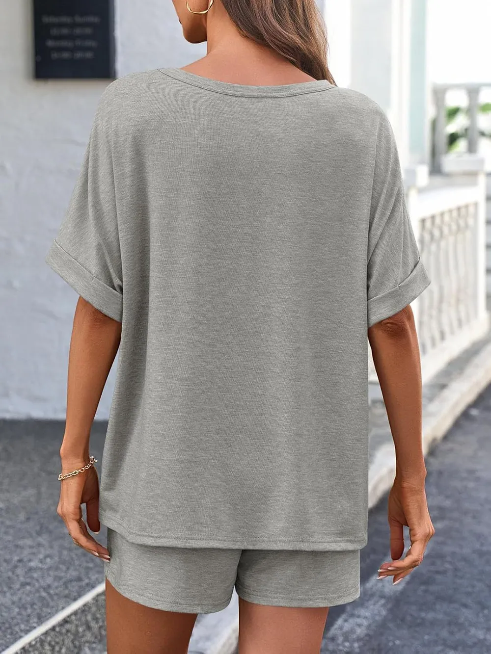 Round Neck T-Shirt and Drawstring Shorts Set, image 5