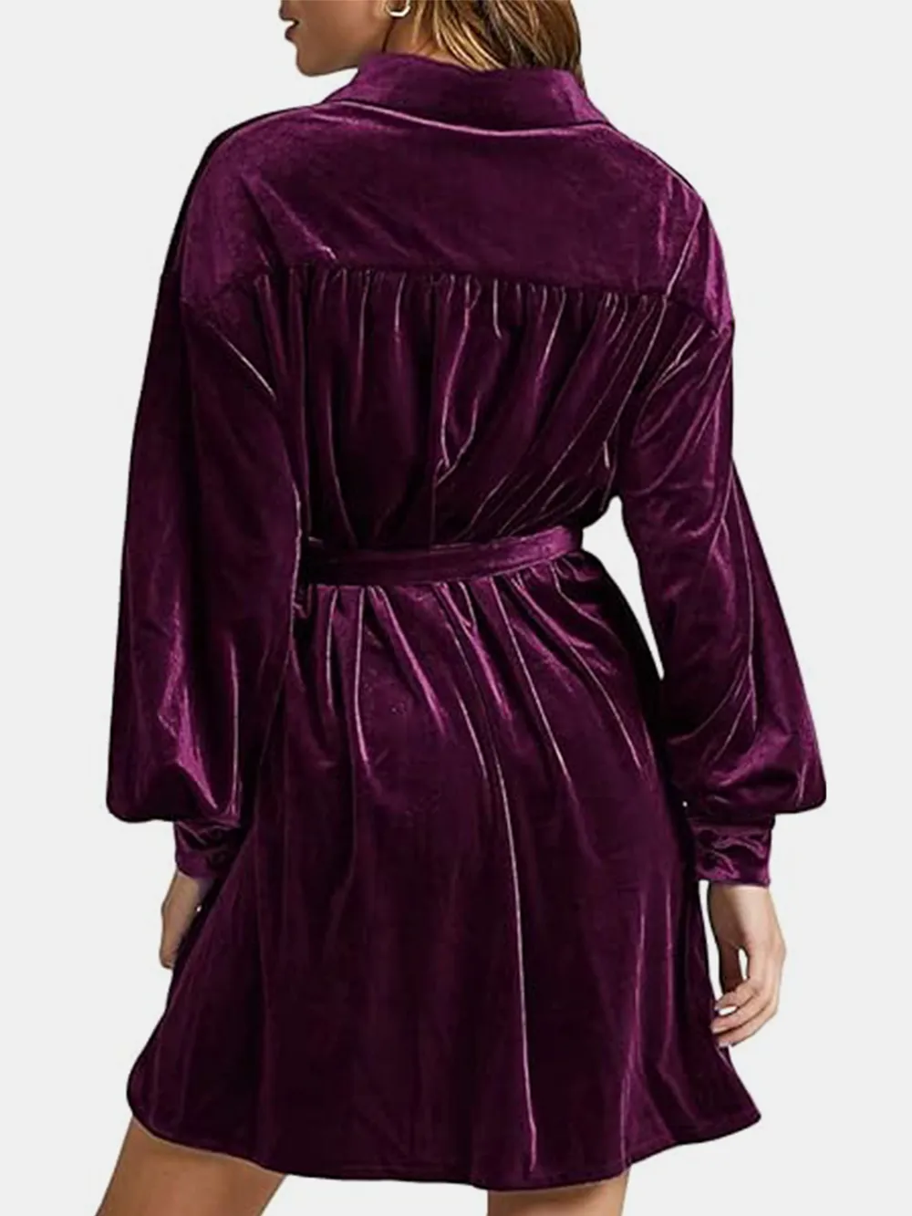 Collared Neck Button Down Long Sleeve Mini Dress, image 7