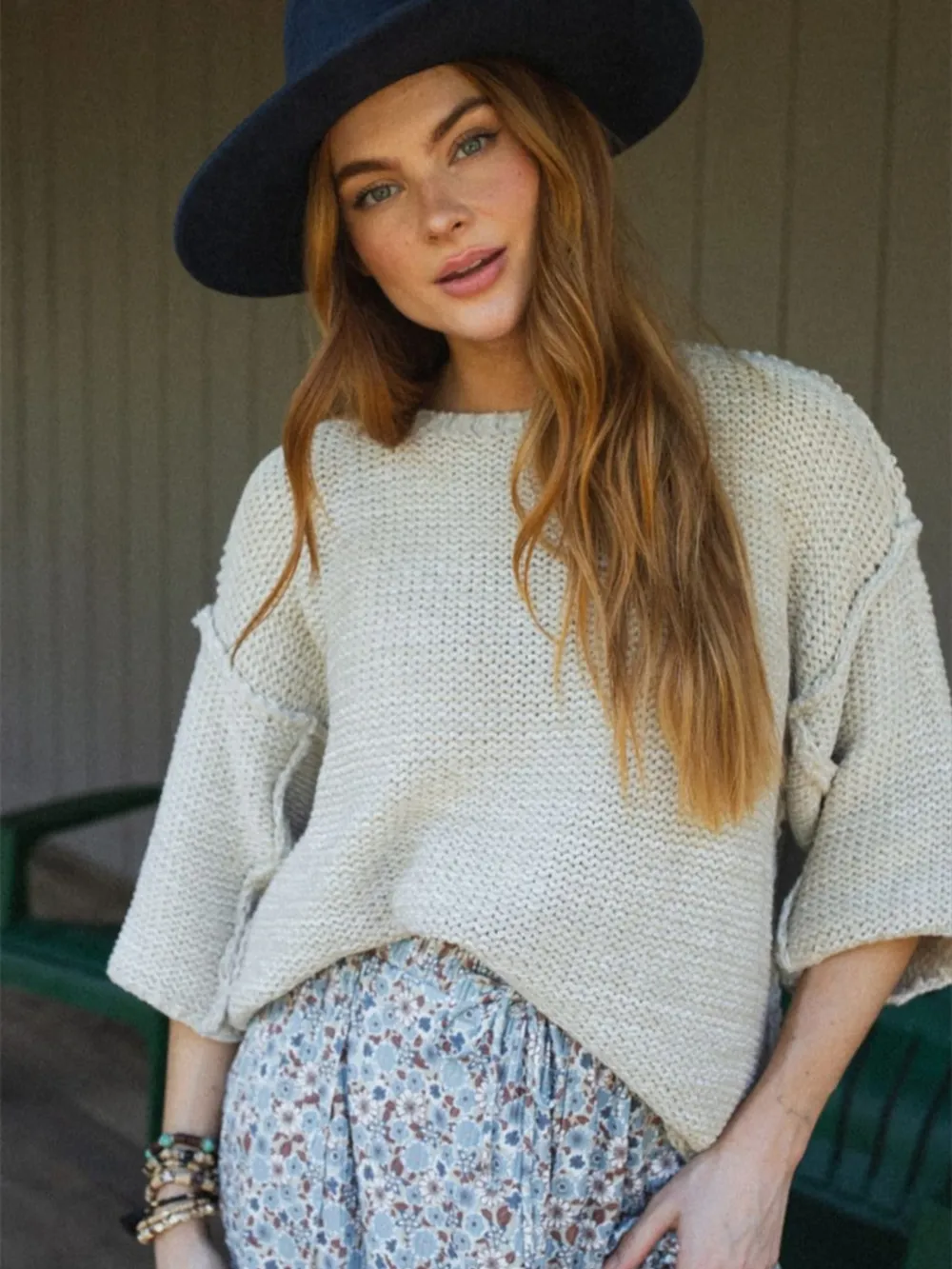 Round Neck Oversized Knit Top with Relaxed Fit, image 2