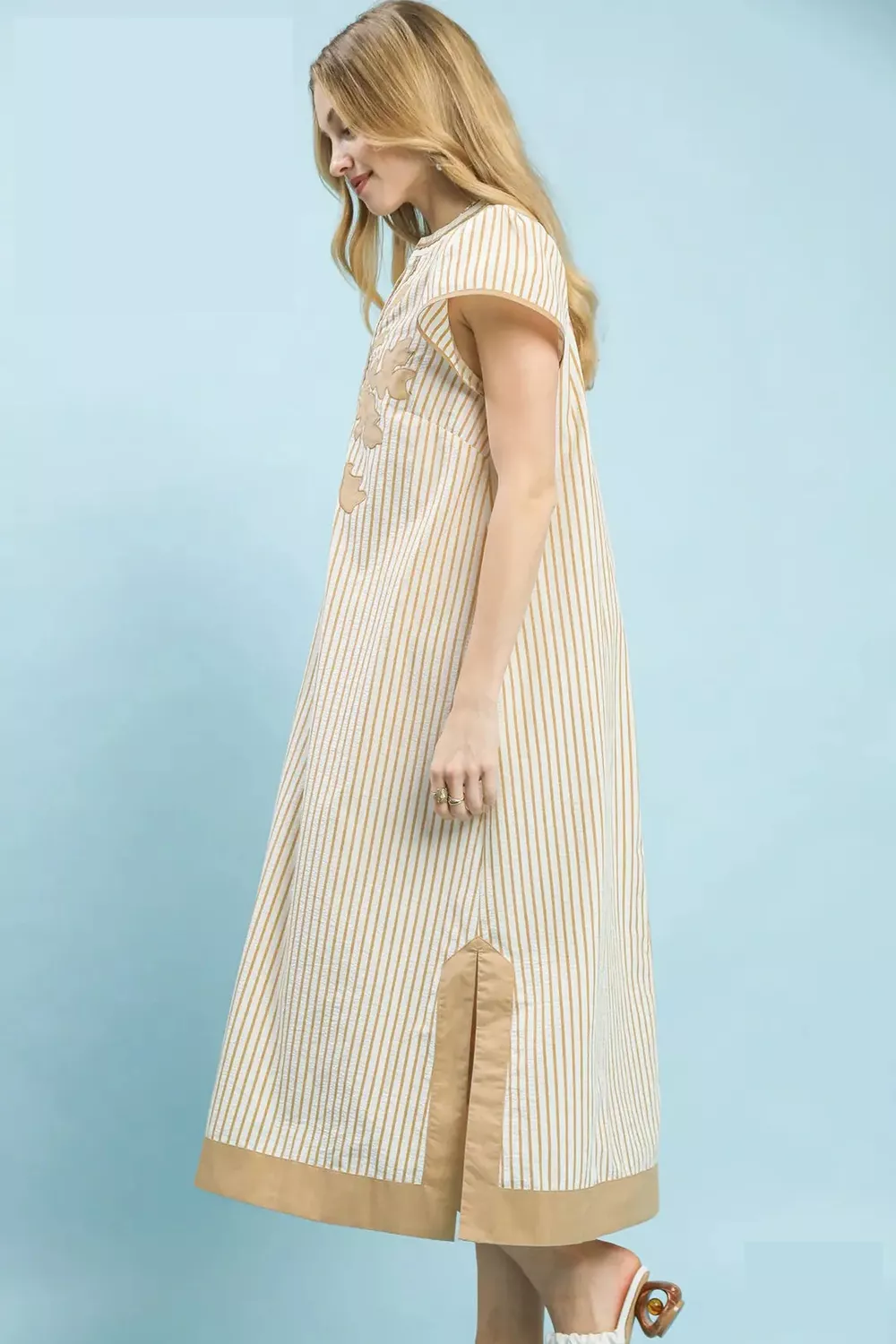 Stripe Midi Dress with Lace Trim, image 2