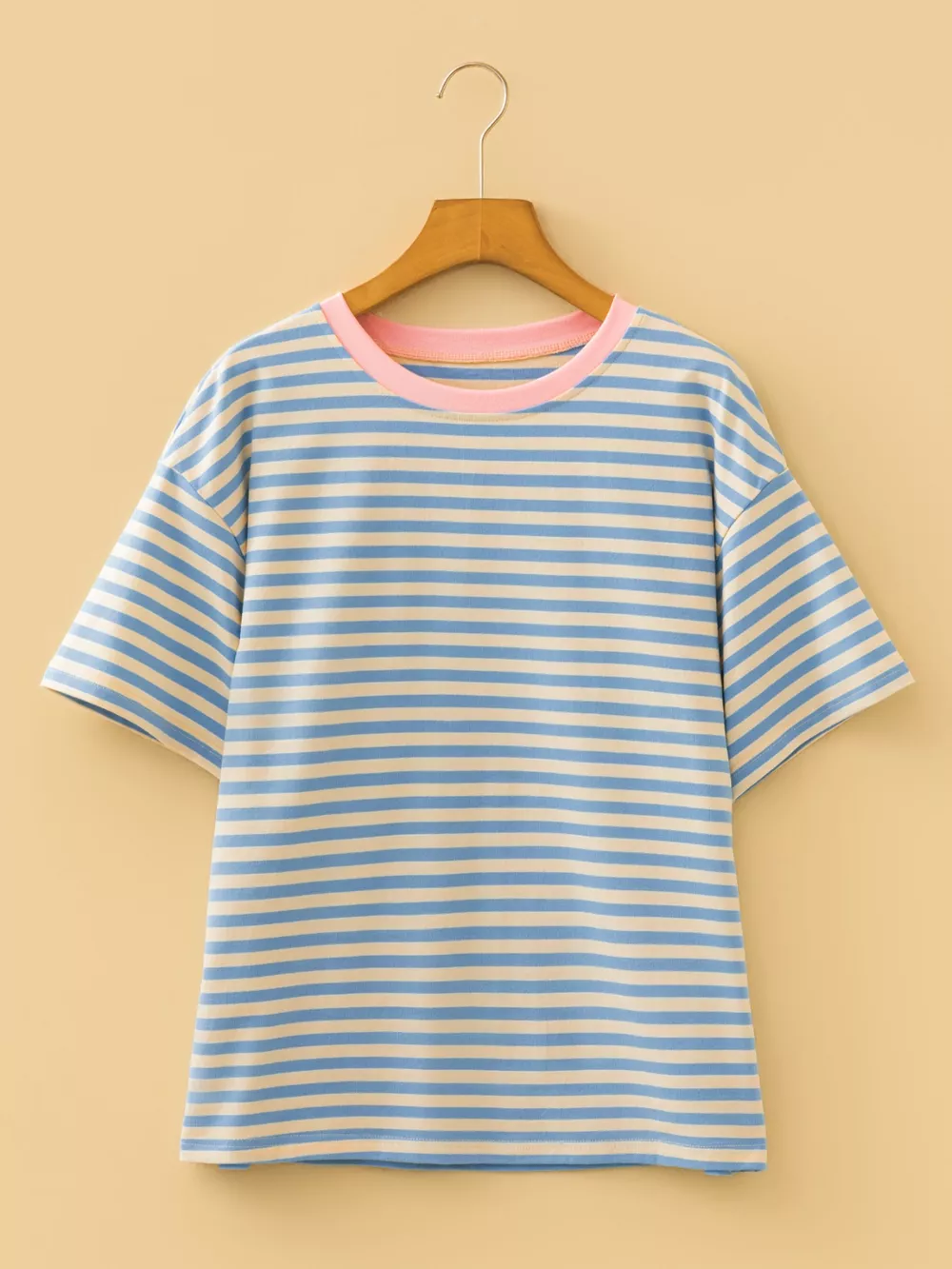 Striped Round Neck Casual T-Shirt, image 5