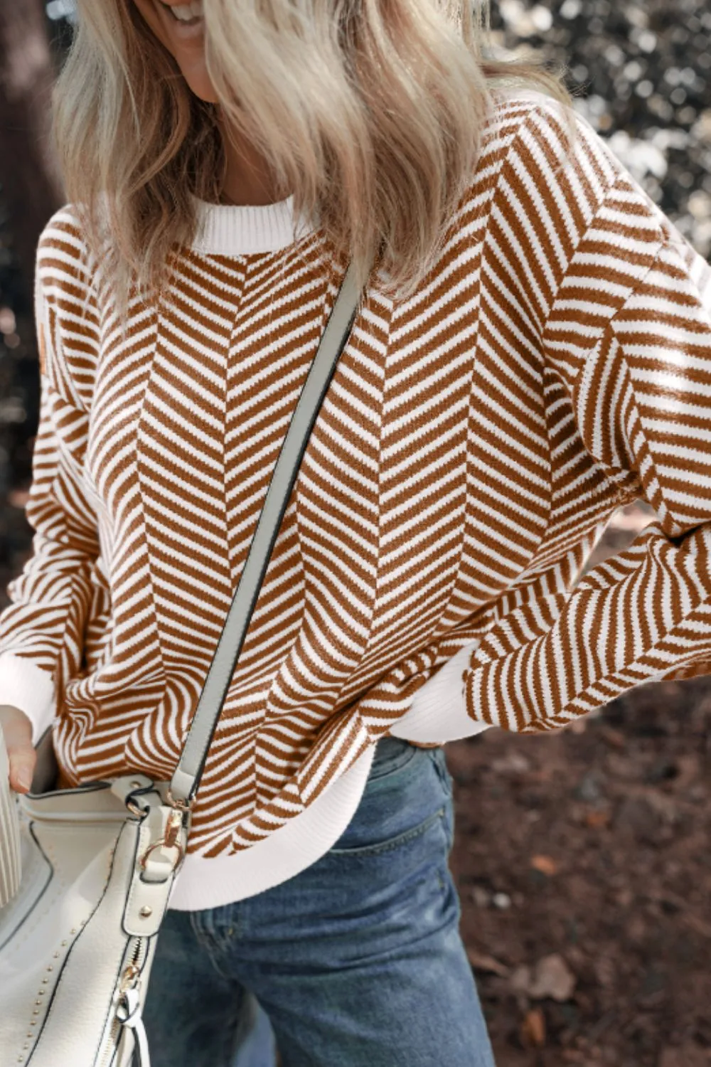 Striped Round Neck Long Sleeve Sweater, image 4