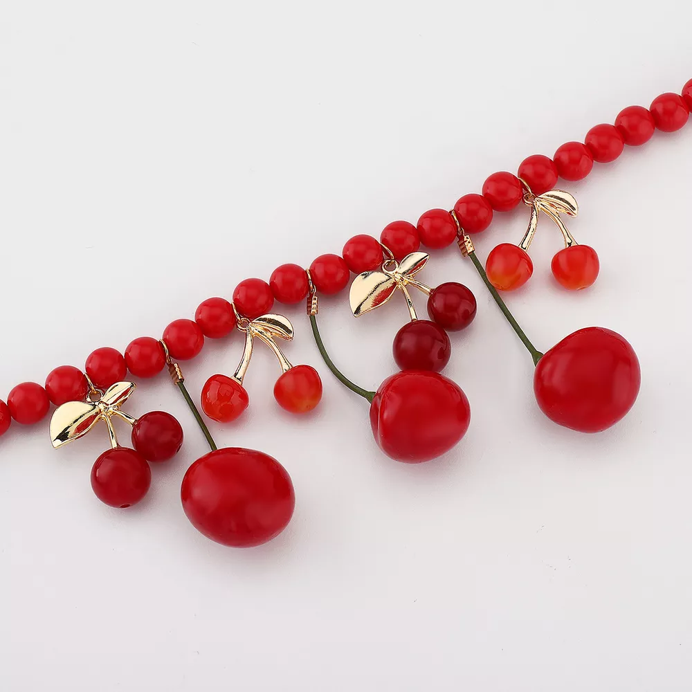Cherry Charm Beaded Statement Necklace, image 4